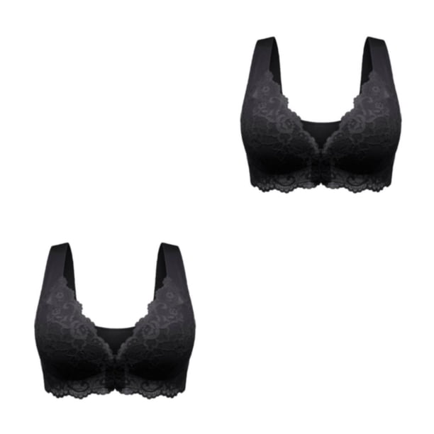 Minnieouse Front Beauty Back Shaping Push Up Seamless No Trace Back Sujetador cómodo, Sujetador de encaje cómodo informal para mujer. Negro 6XL Negro 6XL 2piezas