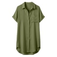 thumbnail image 6 of LEKODE Women Cotton Linen Swimsuit Coverup Shirt Dressy Casual Button Down Bathing Suit Cover Up Beach Vacation Outfits Army Green XL, 6 of 6