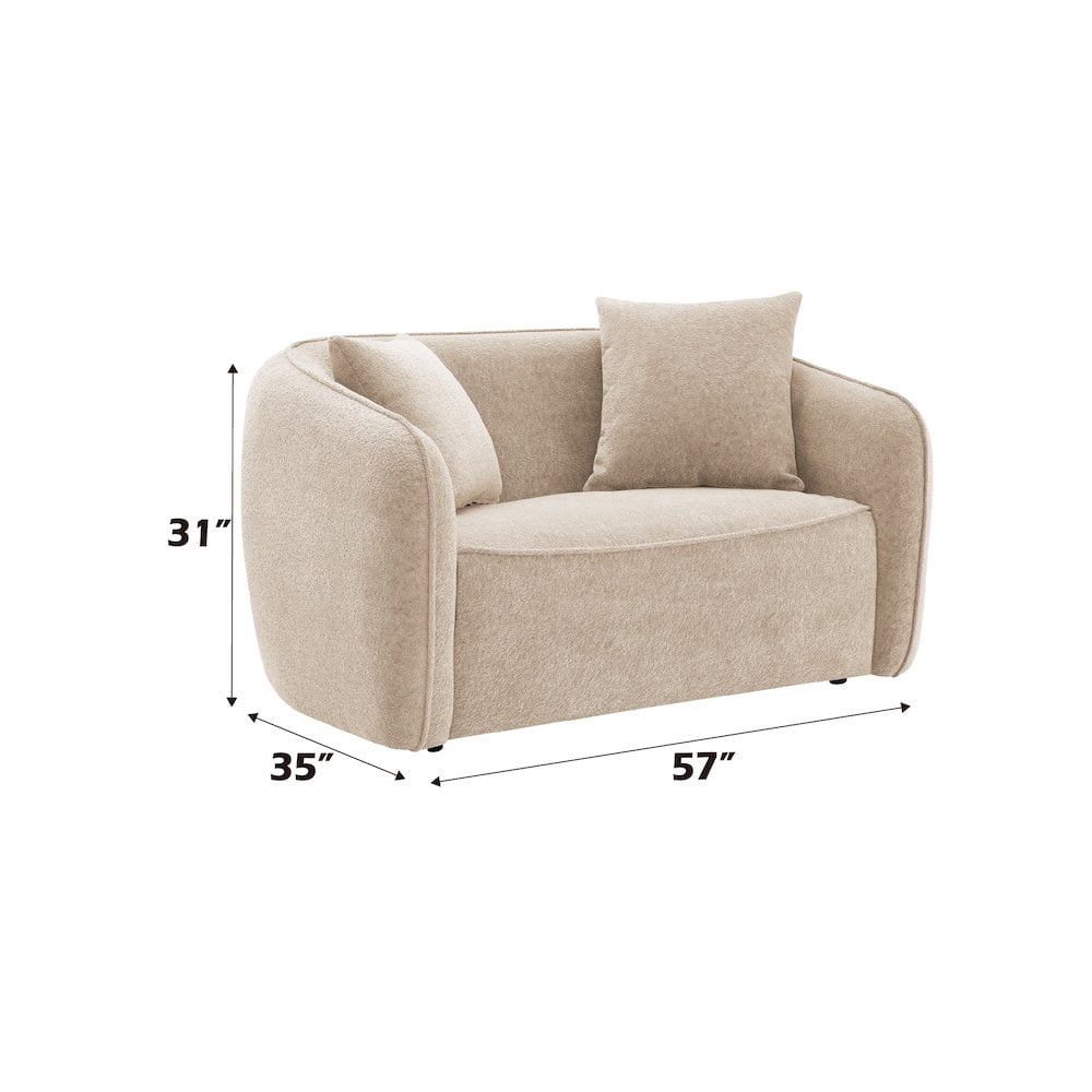 ACME Keith Chenille Fabric Upholstered Loveseat with 2 Pillows in Beige