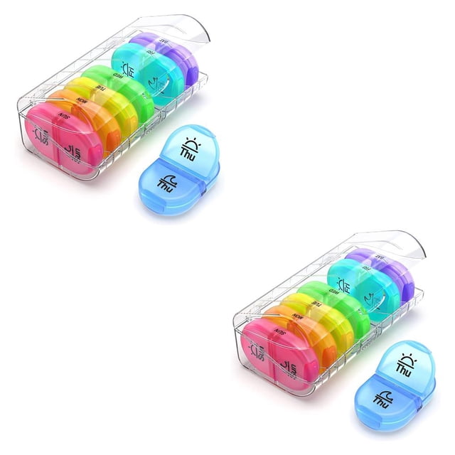 Bearachild Organizador de pastillas de 7 días, caja de pastillas pequeñas portátil, dispensador Personal para tableta, suplemento de aceite de