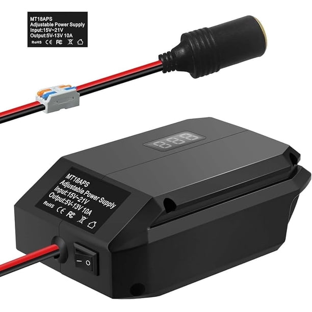 Convertidor reductor 18V/20V a 12V para batería Milwaukee, Makita, Dewalt, Bosch y Einhell; adaptador de encendedor de cigarrillos y rueda Power para electrodomésticos del auto, uso en refrigerador