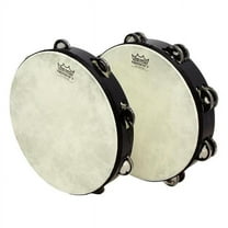Remo  10 in. Fiberskyn 3 Pretuned Black Tambourine with Single Row Jingles Drum