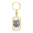 thumbnail image 4 of Keep Our Daddy Safe Dad Stainless Steel or 18k Gold Premium Swivel Dog Tag Keychain, 4 of 10