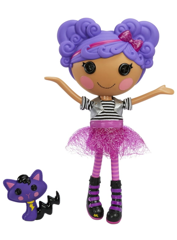 Lalaloopsy Doll - Storm E. Sky with Pet Cool Cat, 13" Rocker Musician Purple Doll with Changeable Pink and Black Outfit and Shoes, in Reusable Camper House Package Playset, for Ages 3-103