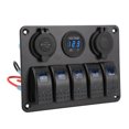 thumbnail image 1 of 5 Gang Voltmeter Rocker Switch Panel, Blue LED Lighted with Dual USB  Socket, Aluminum Alloy Marine Waterproof Toggle Switch Panel for Boat Car Truck RV, 1 of 7
