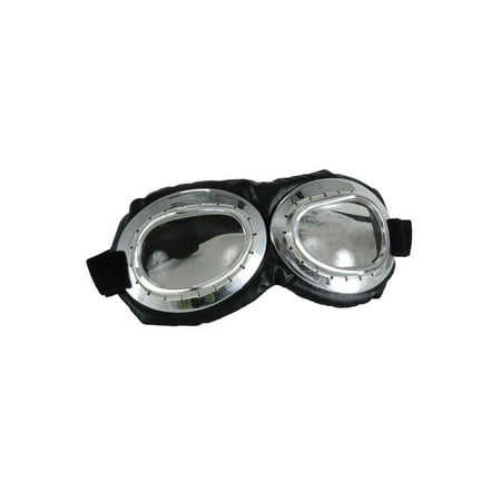 Aviator Goggle Silver & Black Adult Costume Accessory