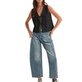 thumbnail image 1 of Gilet Sans Manches d'Été pour Femmes en Crochet avec Nœud devant Noir TG, 1 of 10