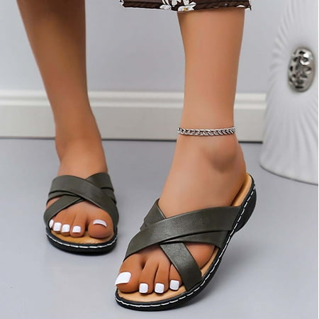 

Slippers for Women Gnobogi Fashion Women s Car Line Casual Slippers Breathable Comfortable Thick Bottom Cross Outdoor Slippers