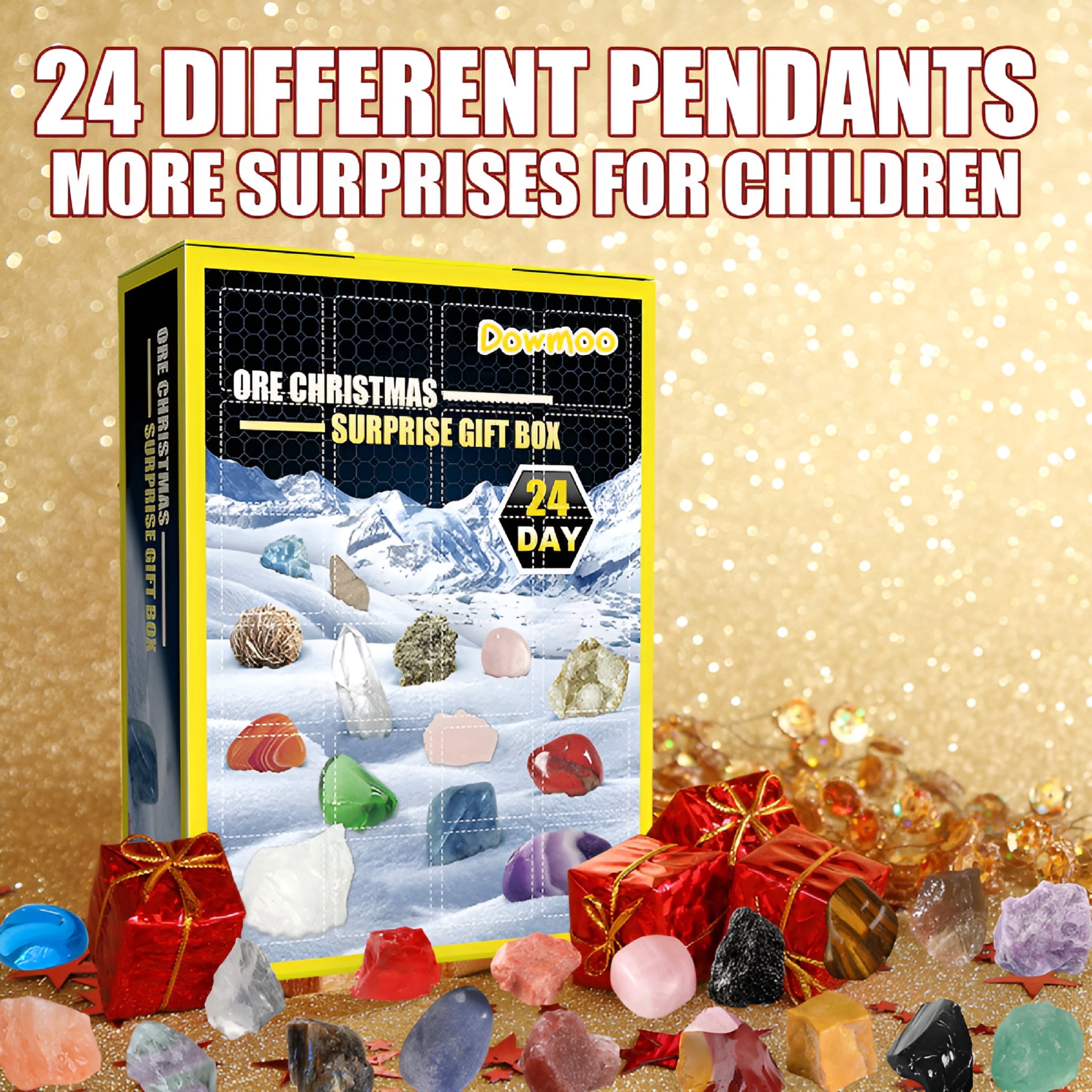 BESTSKY 2026 New Crystal Christmas Advent Calendars for Kids,24 Natural Gemstones Healing Stones Advent Calendar，Christmas Countdown Gift for Bedroom,Playroom,Study,Living Room