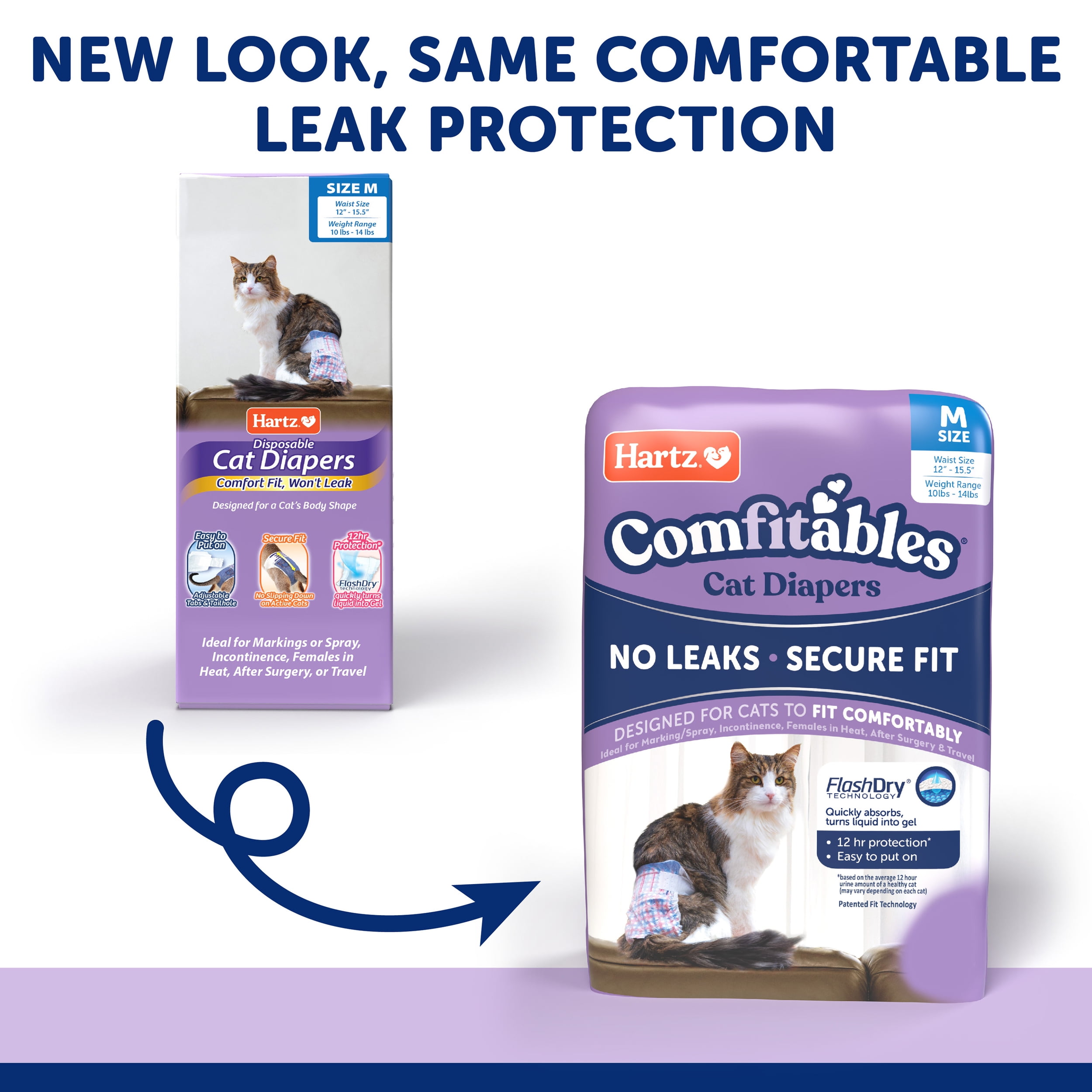 Hartz Comfitables Cat Diaper, Medium 16 Count