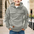 thumbnail image 2 of EnJoCho Boys Flece Half Zip Hoodie Hooded Sweatshirt with Multi Pocket Solid Color Pullover Warm Kids Outerwear for Fall Winter Comfortable, 2 of 7