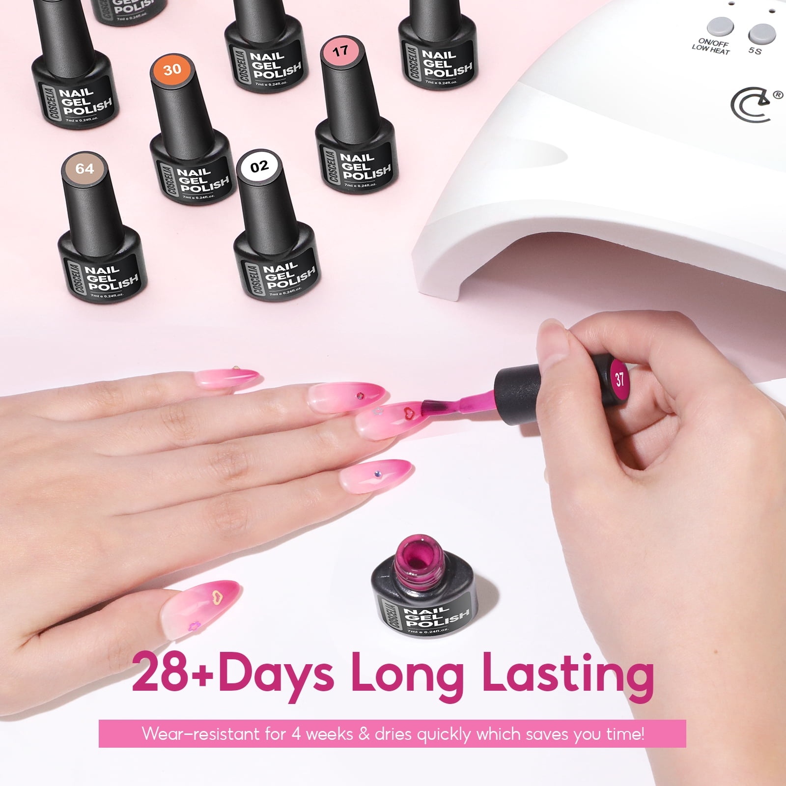 COSCELIA Gel Nail Polish Kit with UV Light,60 Pcs Soak off Gel Polish 55 Colors Nail Polish with 5 Pcs Base and Top Matte Coat,Nail Art Salon Manicure for Women