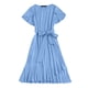 thumbnail image 4 of Txlixc Vestido Midi de Verano para Mujer Color Sólido Manga Corta Dobladillo Irregular Vestido con Cinturón Txlixc  Moda, 4 of 6