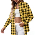 thumbnail image 6 of purcolt Womens Flannel Plaid Shirts Casual Long Sleeve Collared Tops Button Down Blouses Business Work Shirts with Pockets, 6 of 8