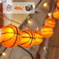 thumbnail image 1 of Guirnalda de luces LED con forma de balón de fútbol | 1,5 m, 10 bolas en naranja, blanco y café | Decoración de fiesta a pilas para bares, karaokes y cumpleaños | Adornos decorativos de plástico con, 1 of 6