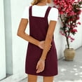 thumbnail image 5 of Oplxuo Corduroy Overall Dress for Women Adjustable Straps Casual Bib Dress Pinafore Suspender Short Dresses with Pockets, 5 of 7