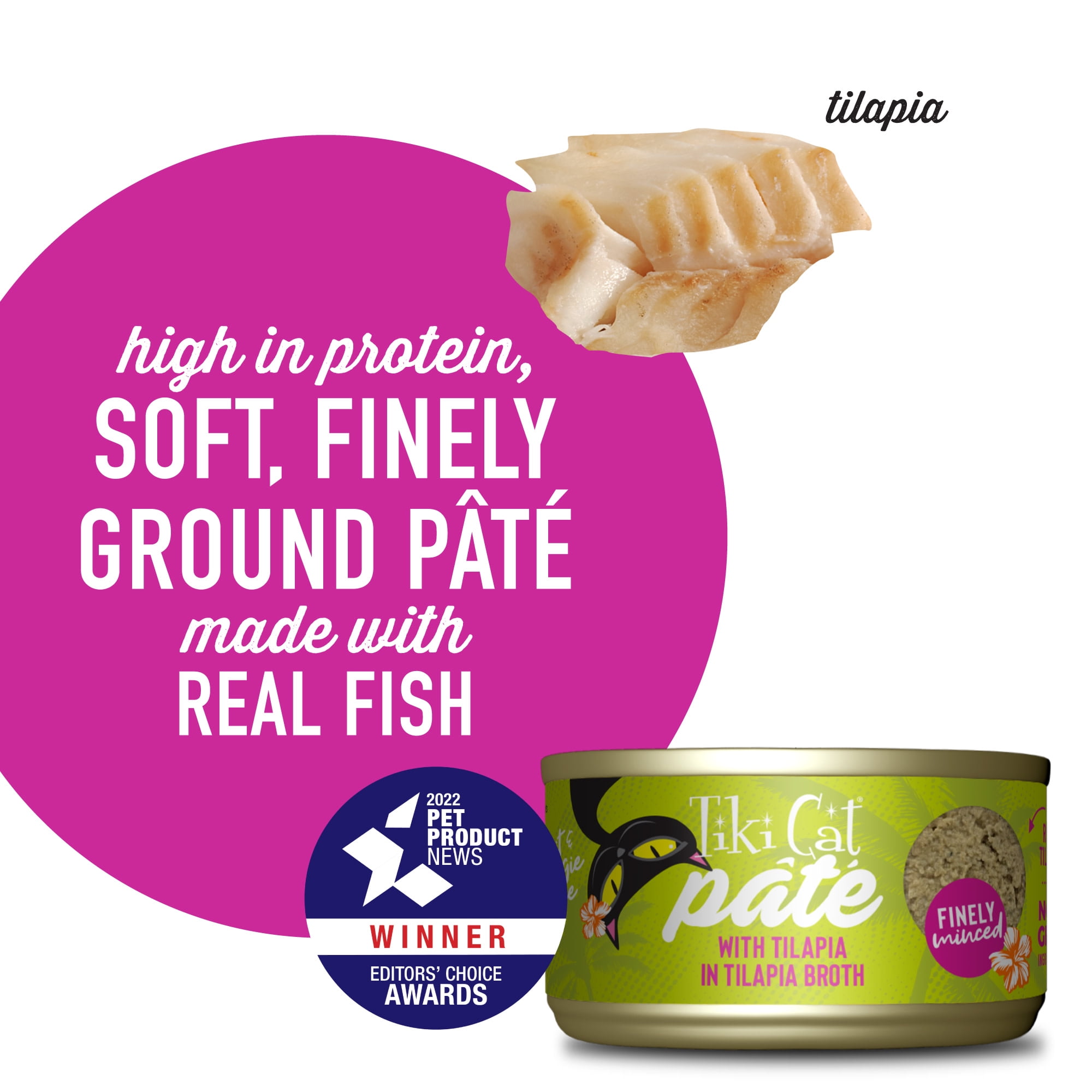 Tiki Cat Luau Pate Wet Cat Food, Tilapia, 2.8 oz. Can