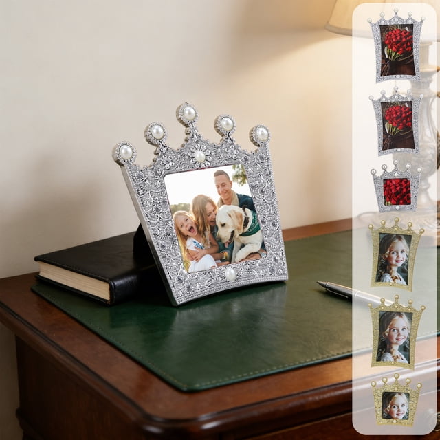 European Style Pearl Inlaid Photo Frame Set, Gold & Silver Resin Wall/Tabletop Decorative Frames for Wedding Home Decor, 3 Sizes, High Transparency Scratch-Resistant Glass, Easy to Hang & Display