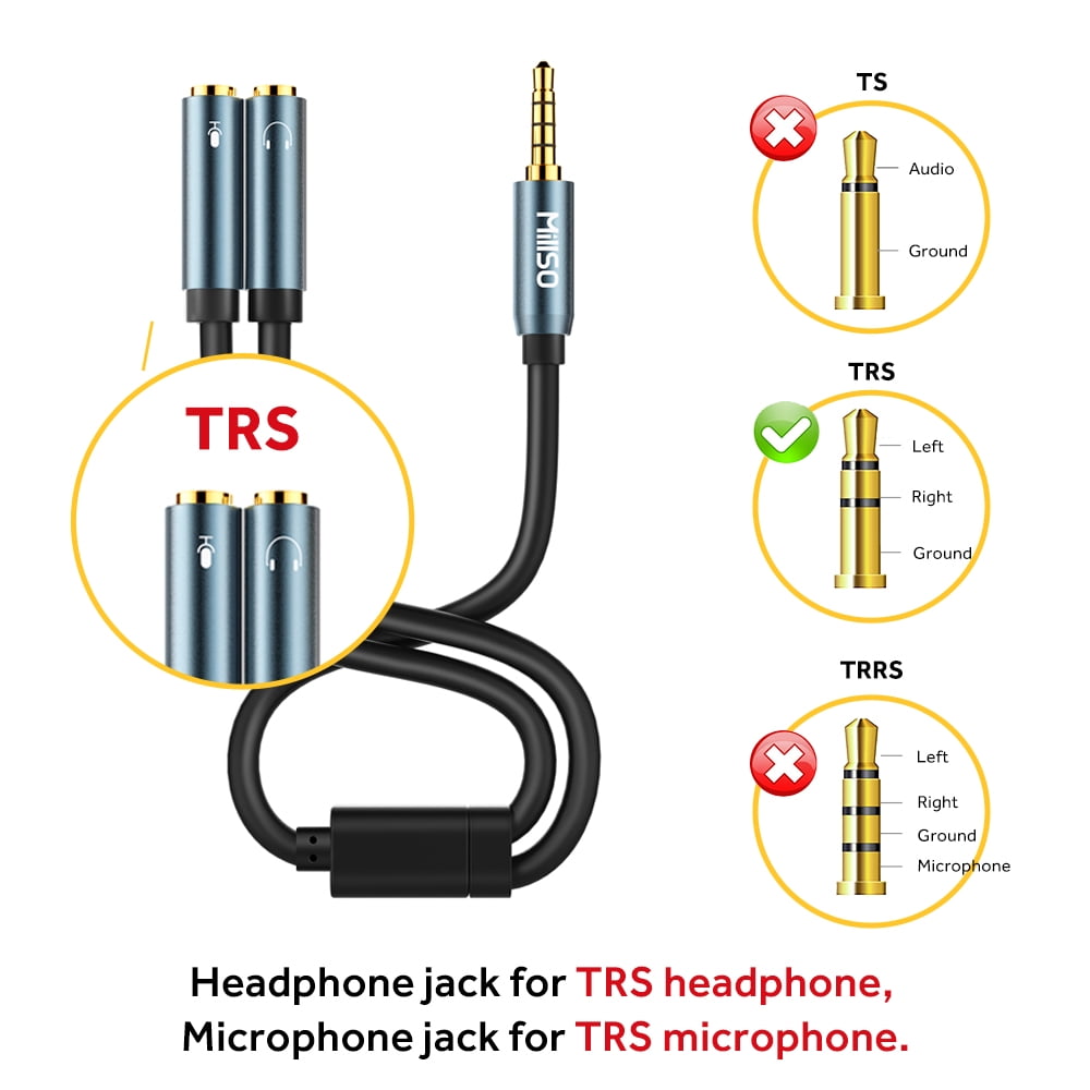 MillSO Headset Splitter Adapter, CTIA 2x TRS Bhutan Ubuy