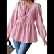 thumbnail image 1 of Blusa Holgada con Cuello en V y Mangas Abullonadas con Cordones para Mujer, Estilo Y2K, Ropa de Verano. Melocotón M, 1 of 8