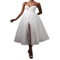 thumbnail image 3 of Robe de Cocktail en Tulle pour Femmes, Robe Fendue sur le Côté avec Bretelles Spaghetti, 3 of 6
