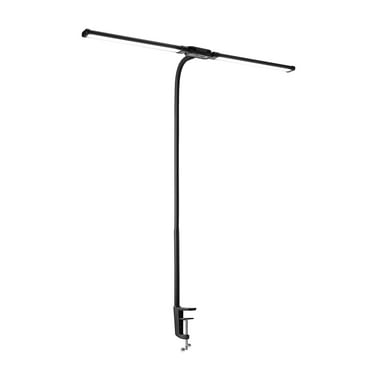KFFKFF Clamp-On LED Desk Lamp, Dual Head Home Office Architect Lamp, Gentle Eye-Friendly Light with Fully Rotatable Gooseneck, 50 Unique Illumination Settings & Timing Feature for Study, Work, Art