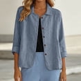 thumbnail image 2 of COMVALUE Womens Cotton Linen Shirts Jacket Long Sleeve Button Down Blazer Lightweight Casual Lapel Cardigans Summer Blouses Light Blue for Size L, 2 of 4