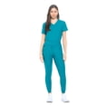 thumbnail image 5 of Womens Jogger Scrub Set Ultra Stretch Medical Scrub Top & Pants (Teal, X-Small), 5 of 7