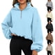 thumbnail image 1 of Sudaderas para mujer,Sudadera polar con media cremallera para mujer, cuello alto, poliéster, manga larga, informal, para usar en casa, sopatenor, 1 of 8
