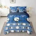 thumbnail image 2 of Feelyou Est Baseball Sleep Bedding Comforter Set 7 Pieces for Teens, Modern Ball Gaming Full Bedding Set, Vintage Blue Plaid Reversible Fitted Sheet Flat Sheet, Super Cozy Room Decor, 2 of 8
