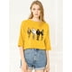 thumbnail image 2 of INSPIRE CHIC Camiseta Suelto Con Hombros Descubiertos Y Mangas 3/4 Para Mujer Amarillo XL, 2 of 6