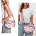thumbnail image 2 of Bolso Riñonera Cruzado Cuadriculado de Nylon Rosa 28x14x14 cm, 2 of 6