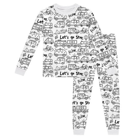 Wangmeiwg Girls Long Sleeve Crew Neck Top and Trousers Pajama Set for DIY Hand Painting Home Wear Comfortable Outfit 8-9 Years White