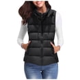 thumbnail image 3 of Manxivoo Puffer Vest Women's Warm Vest Outerwear Thick Padded Sleeveless Casual Vest with Detachable Hood Womens Vests Outerwear Black, 3 of 7