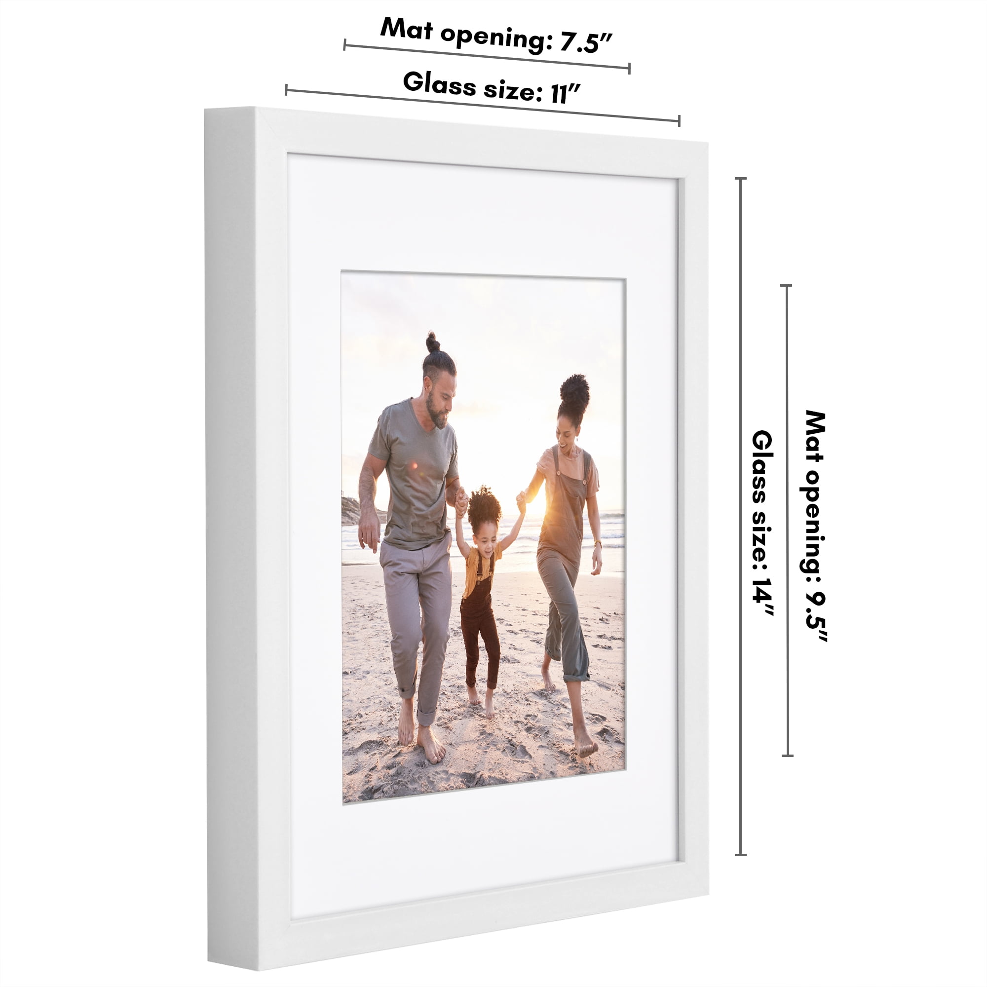 Americanflat 11x14 Picture Frame with Shatter-Resistant Glass with 8x10 Mat Display Photo Soho Deep - White