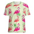 thumbnail image 5 of Flamingo Pattern Womens Tops Women's Fashion Casual Short Sleeve Flower Print Round Neck Pullover Top Blouse, 5 of 6