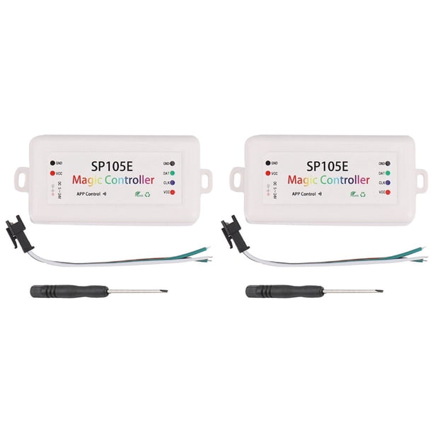 2X SP105E Controlador Inalámbrico Bluetooth APLICACIÓN WS2811 WS2812B WS2801 SK6812 APA102 Tira de LED Programable Módulo de Píxeles Panel de Luz DC5V-24V para IOS / Android