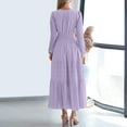 thumbnail image 5 of Fall Dresses for Women 2025 Casual Lightweight Long Sleeve V Neck Elastic Waist Dress Boho Holiday Maxi Dress, 5 of 8