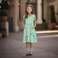 thumbnail image 4 of Robe à Manches Courtes pour Filles avec Imprimé Tissu Doux Col Rond Coupe Décontractée avec Poches Latérales pour Enfants Usage Quotidien, 4 of 4