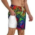 thumbnail image 3 of Balery Pride Rainbow Mens Swim Trunks Swim Shorts for Men Quick Dry Inseam Beach Shorts with Compression Liner Pocket-X-Large, 3 of 9