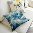 thumbnail image 5 of blue wave white foam Linen toss pillowcase decoration pillowcase gifting preferred 18x18 inch cushion cover 2 sets sofa pillowcase sofa bedroom living room car, 5 of 8