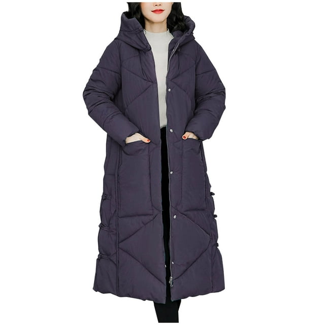 Cameland Veste Chaude Unie pour Femmes à Capuche Manches Longues Fermeture Éclair Bouton Coton Chaud