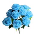thumbnail image 3 of Ramo de flores de rosas artificiales de 11 cabezas, banquete de boda nupcial, tela de seda, ramo de rosas falsas, azul seitruly HA6516-06B, 3 of 6