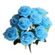 thumbnail image 3 of Ramo de flores de rosas artificiales de 11 cabezas, banquete de boda nupcial, tela de seda, ramo de rosas falsas, azul Advancent HA6516-06B, 3 of 6