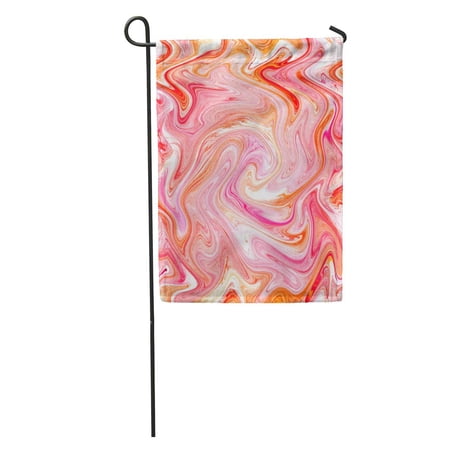 KDAGR Colorful Abstract Watercolor Marble Silk White Red Pink Orange Yellow Garden Flag Decorative Flag House Banner 28x40 inch