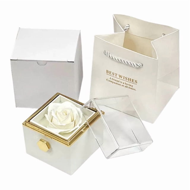 Rosa eterna preservada, caja de regalo y bolsa para regalo de Navidad