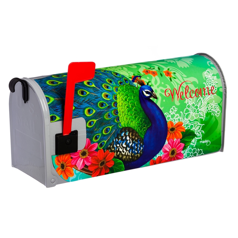 Peacock and Paisley Mailbox Cover