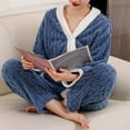thumbnail image 6 of Women Pajamas Set Long Sleeve Button Down Sleepwear 2 Piece Loungewear Soft Cotton Pjs Set Nightwear Lounge Outfit, 6 of 6