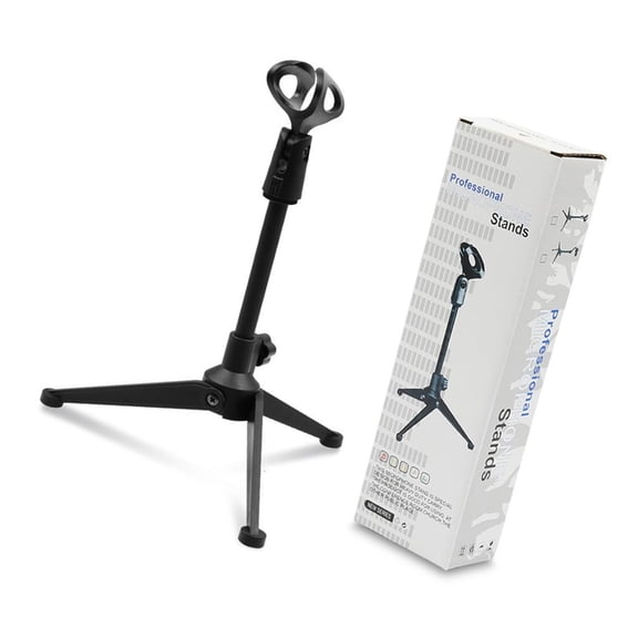 YIGSECU Heavy Duty Metal Desk Tripod Mic Stand For Live Streaming Foldable To 27cm