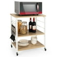 thumbnail image 2 of Patiojoy Kitchen Baker's Rack 3-Tier Microwave Cart with Wheels&10 Hooks Maple, 2 of 7